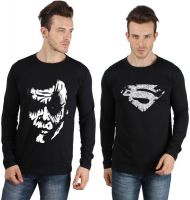 SayItLoud Printed Men's Round Neck Black, Black T-Shirt(Pack of 2)