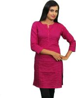 Sharani Casual Solid Women's Kurti(Pink)