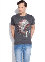 Silly People Graphic Print Men's Round Neck Grey T-Shirt