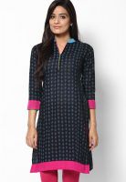 Span Cotton Black Kurta