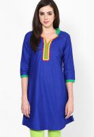 Span Cotton Blue Kurta