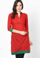 Span Maroon Printed Kurta