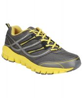 Spinn Gray & Yellow Sports Shoes