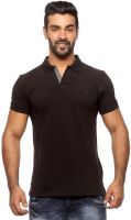 Sports 52 Wear Solid Men's Polo Neck Black T-Shirt