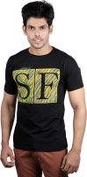 Spur Printed Men's Round Neck Black T-Shirt