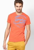 Spykar Orange Crew Neck T Shirt