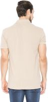 Status Quo Solid Men's Polo Neck Beige T-Shirt