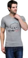 Teesort Graphic Print Men's Round Neck Grey T-Shirt