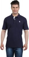 The Cotton Company Solid Men's Polo Neck Dark Blue T-Shirt