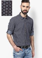 Turtle Checks Navy Blue Casual Shirt