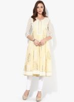 Vedic Cream Printed Anarkali