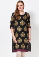 W Black Printed Kurtis