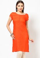 W Orange Solid Kurtis