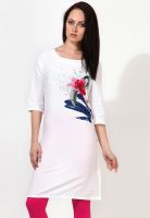 W White Printed Kurtis