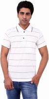 Xensa Striped Men's Polo Neck White T-Shirt
