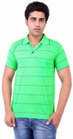 Xensa Striped Men's Polo Neck Green T-Shirt Xensa Striped Men's Polo Neck Green T-Shirt