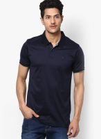 Arrow New York Navy Blue Solid Polo T-Shirts