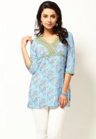 Aurelia Blue Printed Kurtis