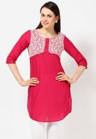 Aurelia Pink Embroidered Kurtis