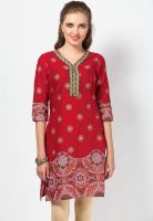 Aurelia Red Printed Kurtis