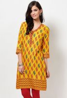 Aurelia Yellow Printed Kurtis