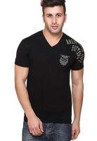 Aventura Outfitters Black Printed V Neck T-Shirts