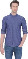 Basics Men's Printed Casual Blue Shirt