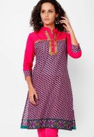 Bitterlime Purple Printed Kurtis