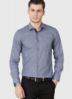 Black Coffee Blue Printed Slim Fit Formal Shirt