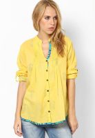 Bohemyan Blue Pintuck Shirt Yellow With Gold