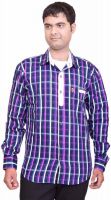 British Terminal Men's Checkered Casual Dark Blue Shirt