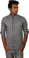 Brumax Men's Solid Casual Linen Grey, Black Shirt