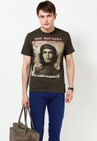 Che Guevara Olive Printed Round Neck T-Shirts