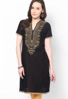 Dhwani Black Embroidered Kurtis