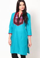 Dhwani Blue Printed Kurtis