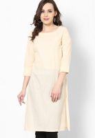 Diya Cream Solid Kurtis