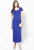 Dorothy Perkins Blue Colored Solid Maxi Dress