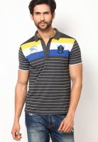 Duke Grey Striped Polo T-Shirts