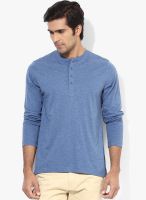 FREECULTR Blue Solid Henley T-Shirt