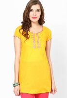 G Yellow Solid Kurtis