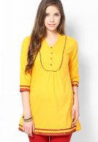 G Yellow Solid Kurtis