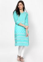 Gili Aqua Blue Printed Kurtis