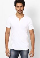 Giordano White Solid Henley T-Shirts