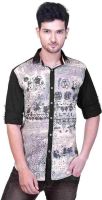 GoPlay Men's Printed Casual Black Shirt