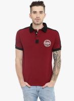 Gritstones Maroon Solid Polo T-Shirt