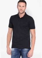 Highlander Black Solid Polo TShirts