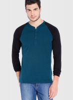 Highlander Blue Solid Henley TShirts