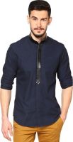 I Know Men's Solid Casual Blue Shirt