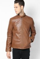 I Know Solid Tan Leather Jacket