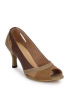 J Collection Brown Peep Toes CREAM PEEP TOES